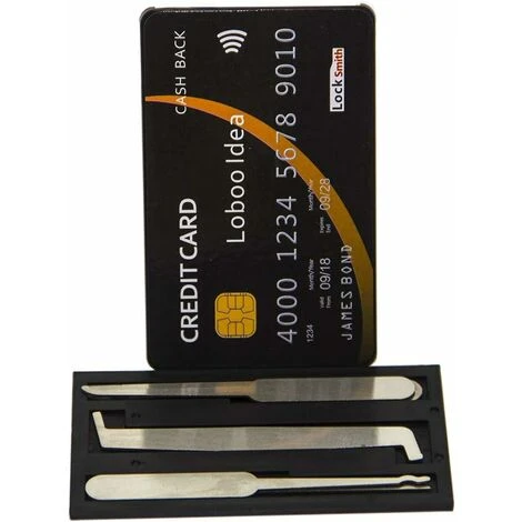 Kit D'outils De Crochetage De Serrure Avec Carte De Crédit - Outils De Serrurier Pour Entraînement - Pour Débutant - Noir – Image 5