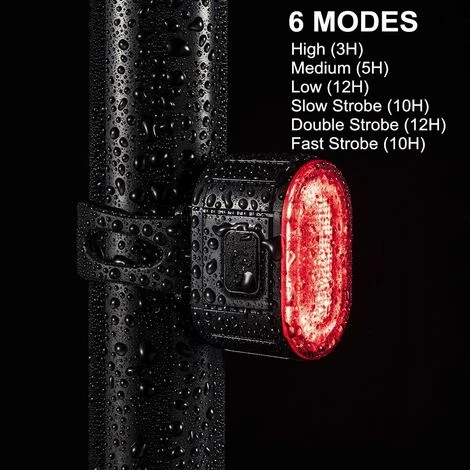 Déstockage Ensemble D'éclairage De Vélo, Feu Arrière Et Phare à LED De Sport De Vélo, Feu Avant à 4 Modes D'éclairage Et Feu Arrière à 6 Modes D'éclairage Larfait Pour Le Vélo De Montagne Ou De Route – Image 4