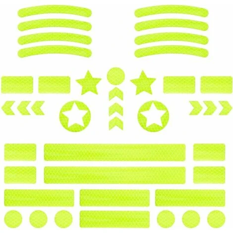 Déstockage 42 Pièces Autocollants Réflecteurs, Autocollant Réfléchissant Vélo, Auto Adhésive Avertissement Bande, Sécurité à Marquer De Visibilité, Pour Poussettes Vélos Casques Voiture – Image 2