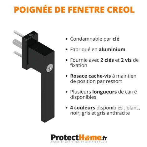 Poignée De Fenêtre à Clé Standard Gris Anthracite 40 Mm – Image 4