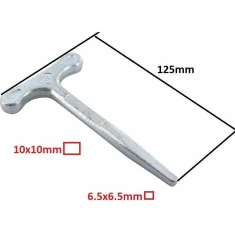 Grande Clé Carré En T Conique 6mm à 9mm 125mm Poignée Serrure Porte Compteur Eau électricité Pompier Poubelle Local Edf Ascenseur Coffret – Image 2