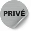 Pictogramme Privé (Q0194). Autocollant Souple Effet Alu Brossé Ou Plaque De Porte Alu Brossé Ep 2mm Au Choix - Adhésif Aspect Aluminium Brossé - Diamètre 76 Mm