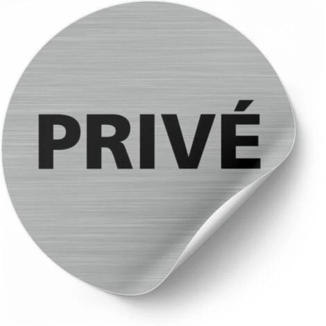 Pictogramme Privé (Q0194). Autocollant Souple Effet Alu Brossé Ou Plaque De Porte Alu Brossé Ep 2mm Au Choix - Adhésif Aspect Aluminium Brossé - Diamètre 76 Mm