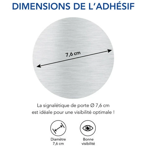 Pictogramme Privé (Q0194). Autocollant Souple Effet Alu Brossé Ou Plaque De Porte Alu Brossé Ep 2mm Au Choix - Adhésif Aspect Aluminium Brossé - Diamètre 76 Mm – Image 4