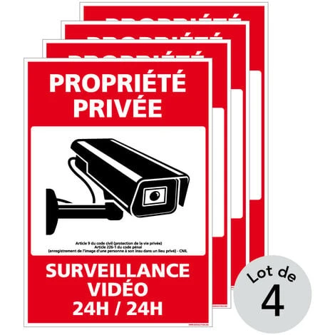 Panneau Propriété Privée Surveillance Vidéo 24h/24. G1533. Sticker, Panneau PVC Ou Aluminium. Vidéosurveillance - Adhésif - 75 X 105 Mm – Image 2