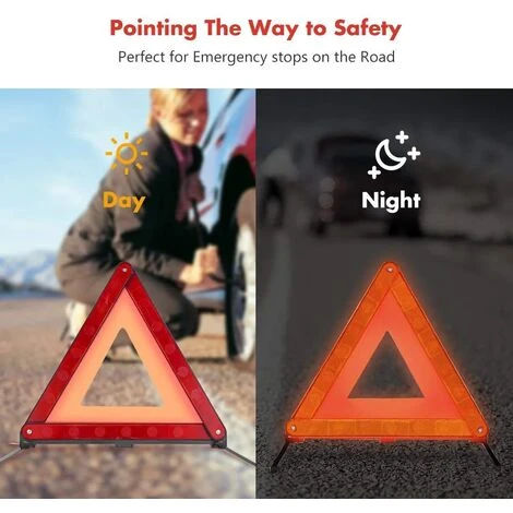 RHAFAYRE Triangles De Signalisation Pour Auto, Panneau De Stationnement Sécurisé Triangle Plaque D'Avertissement Réfléchissant Kit Auto Sécurite Avec Pour Véhicules à Moteur Triangle De Sécurité Rouge – Image 2