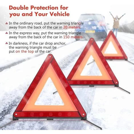 RHAFAYRE Triangles De Signalisation Pour Auto, Panneau De Stationnement Sécurisé Triangle Plaque D'Avertissement Réfléchissant Kit Auto Sécurite Avec Pour Véhicules à Moteur Triangle De Sécurité Rouge – Image 5