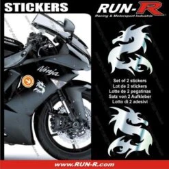 2 Stickers DRAGON 10 Cm - CHROME