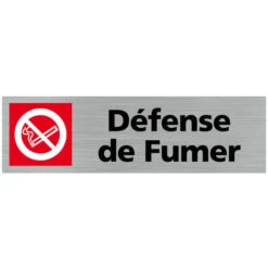 Pictogramme DEFENSE DE FUMER (Q0154). Signalisation Porte - 170 X 50 Mm - Autocollant Souple Ou Plaque Alu Brossé 2mm. - Adhésif Aspect Aluminium Brossé