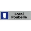 Pictogramme LOCAL POUBELLE (Q0120). Signalisation Porte - 170 X 50 Mm - Autocollant Souple Ou Plaque Alu Brossé 2mm. - Adhésif Aspect Aluminium Brossé