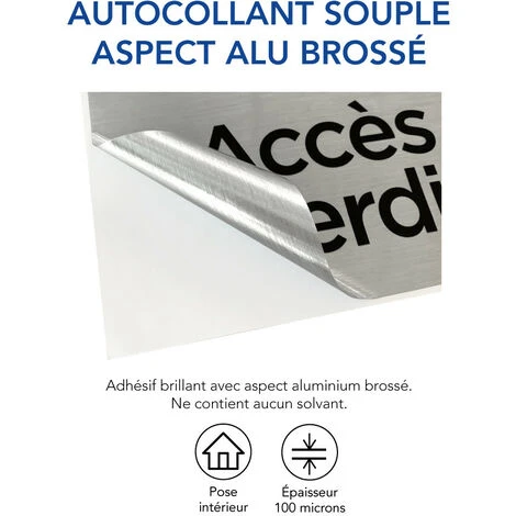 Pictogramme LOCAL VELOS ET POUSSETTES (Q0121). Signalisation Porte - 170 X 50 Mm - Autocollant Souple Ou Plaque Alu Brossé 2mm. - Adhésif Aspect Aluminium Brossé – Image 2