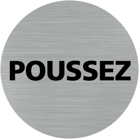 Pictogramme Tirez / Poussez - Lot De 2 (Q0439). Adhésif Effet Alu Brossé Ou Plaque Alu Brossé 2 Mm Au Choix - Adhésif Aspect Aluminium Brossé - Diamètre 76 Mm – Image 2