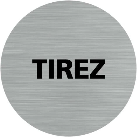 Pictogramme Tirez / Poussez - Lot De 2 (Q0439). Adhésif Effet Alu Brossé Ou Plaque Alu Brossé 2 Mm Au Choix - Adhésif Aspect Aluminium Brossé - Diamètre 76 Mm – Image 3