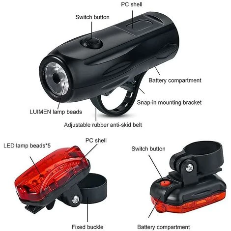 Feux De Vélo à LED Puissants, Feux De Vélo Avant Et Arrière, Feu Arrière étanche, 7 Modes D'éclairage, Adaptés à L'avertissement Arrière De Vélo De Route De Montagne – Image 2
