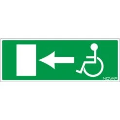 Panneau Sortie De Secours Handicapés à Gauche - Rigide 330x120mm - 4140766