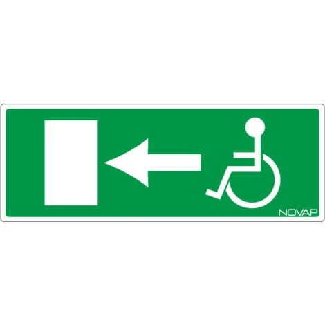 Panneau Sortie De Secours Handicapés à Gauche - Rigide 330x120mm - 4140766
