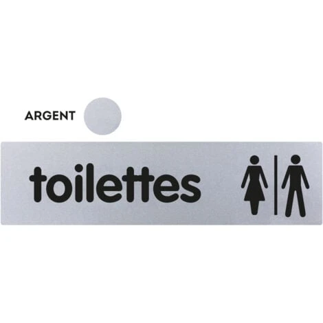 Plaquette Toilettes H/F - Plexiglas Argent 170x45mm - 4321233