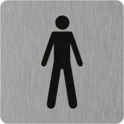 Plaque De Porte Toilettes Homme - Aluminium Brosse 100x100mm - 4384023