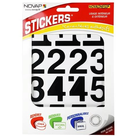 Chiffres Autocollants 40mm Noir NOVADHESIFS - 4370392