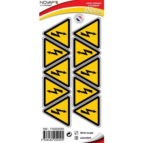 Planche 10 Pictogrammes Triangle 50mm - Danger Eléctrique - 4252025