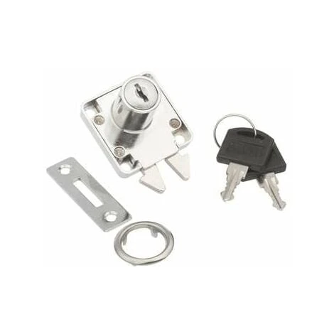 Serrure à Crochet De Porte Coulissante En Acier Chromé Avec Clés Barillet Rosace Et Platine Meuble Porte Verrou Placard Armoire Tiroir Portail