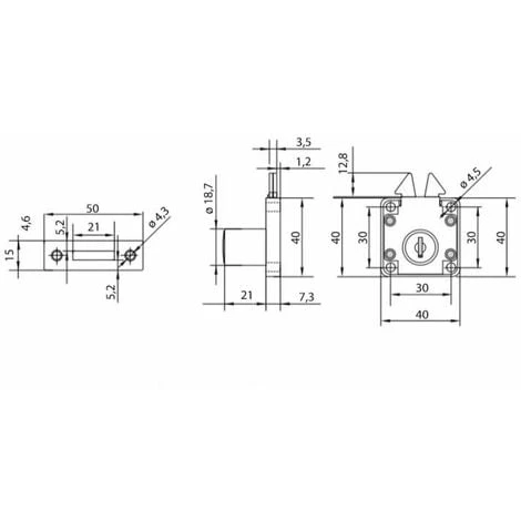 Serrure à Crochet De Porte Coulissante En Acier Chromé Avec Clés Barillet Rosace Et Platine Meuble Porte Verrou Placard Armoire Tiroir Portail – Image 2