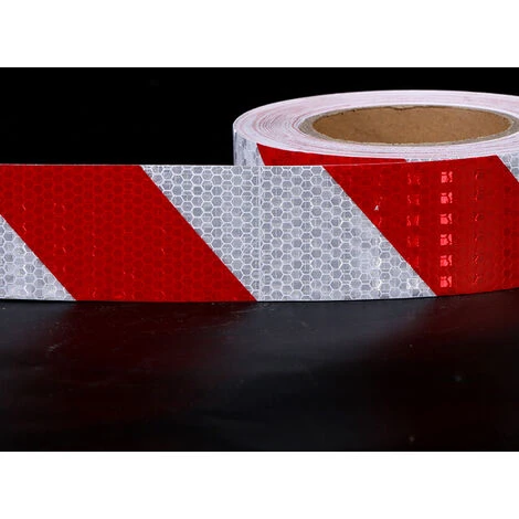 Promotion Ruban De Signalisation Rouge Et Blanc Bande Reflechissante Autocollante Avertissement De La Circulation Nuit De Autocollant Reflechissant Voiture Marquage Sol,5cm X 25m – Image 3
