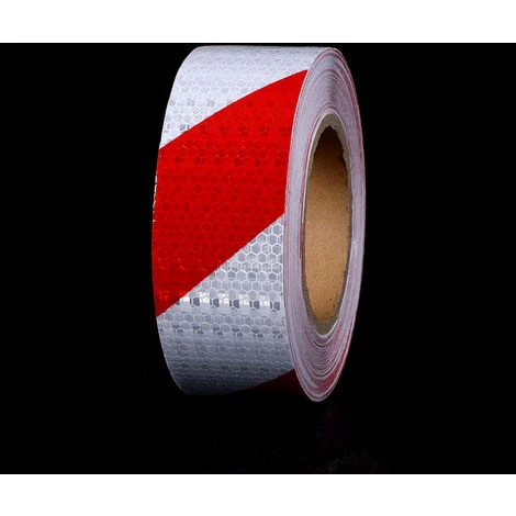 Promotion Ruban De Signalisation Rouge Et Blanc Bande Reflechissante Autocollante Avertissement De La Circulation Nuit De Autocollant Reflechissant Voiture Marquage Sol,5cm X 25m – Image 4
