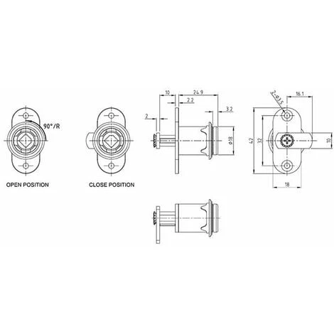 Serrure Droite à Baïonnette 18mm Sans Barillet Comprenant 1 Serrure 1 Rosace Meuble Placard Armoire Tiroir Porte Portail Boîte Aux Lettres Verrou – Image 2