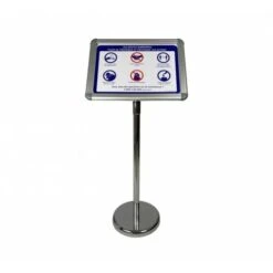 Porte Menu Extérieur En Aluminium Gris Avec Affiche A3 "GESTES BARRIÈRES"