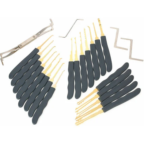 SEENLIN 24Pcs Professional Unlocking Crochetage Outils Set Pratique Kit Lockset Avec Etui En Cuir Pour Serrurerie Debutants