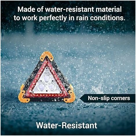Triangle D'avertissement D'urgence Multifonctionnel – Signal Lumineux De Sécurité, Essentiel Pour Les Accidents De Véhicule/réparation/risque/camping/randonnée Projecteur, Résistant à L'eau, Antichoc – Image 4