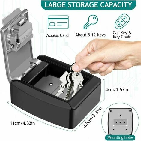 Imperméable Boite à Clés A Code Boîte à Cléf Sécurisée Extérieur Boitier Clefs Mural Coffre A Clef Antirouille Grand Key Safe Box, Pour Maison Bureau Garage Appartement Décoration (Grise) – Image 3