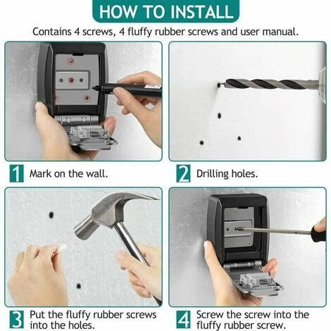 Imperméable Boite à Clés A Code Boîte à Cléf Sécurisée Extérieur Boitier Clefs Mural Coffre A Clef Antirouille Grand Key Safe Box, Pour Maison Bureau Garage Appartement Décoration (Grise) – Image 4