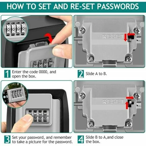Imperméable Boite à Clés A Code Boîte à Cléf Sécurisée Extérieur Boitier Clefs Mural Coffre A Clef Antirouille Grand Key Safe Box, Pour Maison Bureau Garage Appartement Décoration (Grise) – Image 5