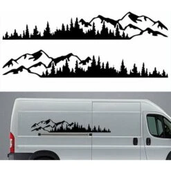 2 Pièces Autocollant De Voiture Montagne Forêt Vinyle Voiture Autocollant Camion Fenêtre Pare-chocs Voiture Porte Autocollant Kayak Décoratif Vinyle Corps Autocollant