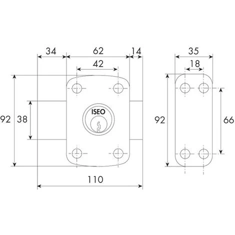 Verrou CITY 160 à Double Entrée Cylindre De 50mm - ISEO - 11260501 – Image 2