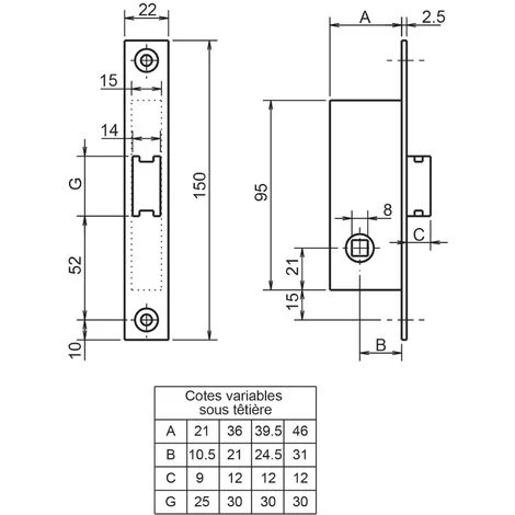 Serrure 1 Point Coffre 20/46 - METALUX - F120460000 – Image 2