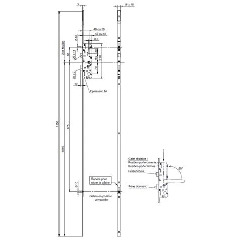 Serrure 4 Points Série 20500 L2150 Têtière 16mm Axe 40mm Gauche - VACHETTE - 26701000 – Image 3