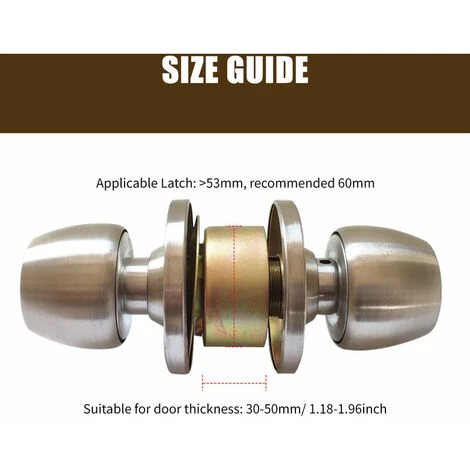 Serrure De Poignée De Porte Avec 3 Clés Poignée De Style Boule Ronde Intimité Chambre Salle De Bain Poignée Serrure En Acier Inoxydable Poli Ensemble De Bouton De Porte – Image 4
