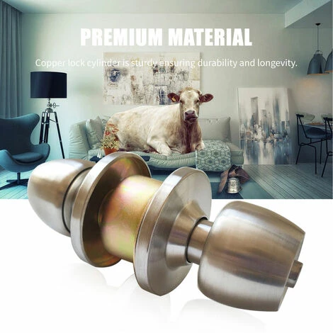 Serrure De Poignée De Porte Avec 3 Clés Poignée De Style Boule Ronde Intimité Chambre Salle De Bain Poignée Serrure En Acier Inoxydable Poli Ensemble De Bouton De Porte – Image 5