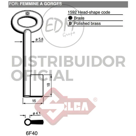 Clé À Gorges Laiton Brillant 6f40 Maschi-Femmine