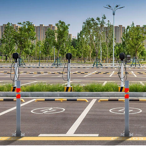 SWANEW Barrière De Parking Poteau De Délimitation 65cm Angulaire Rabattable Barrière De Parking à Bétonner – Image 5