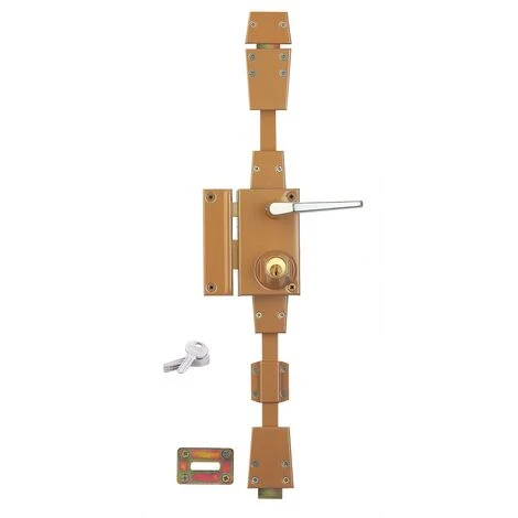 Serrurerie De Picardie - Serrure En Applique à Cylindre à Fouillot Pour Porte D'entrée, 3 Pts, Gauche, Bronze, 4 Clés