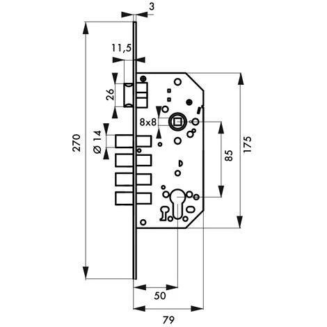 THIRARD - Boitier De Serrure Encastrable à Cylindre Pour Porte D'entrée, Rosace Ouverte, Axe 50mm, Bouts Ronds – Image 2