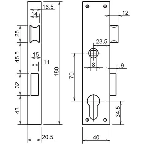 Serrure 1 Point Coffre 11/40 Droite Avec Gâche - METALUX - F111401010 – Image 2
