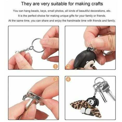 Anneau Porte Clé Avec Chaîne 220 Pièces Anneaux Fendue Attache Porte Clef Détachable Anneaux De Porte-clé En Acier Anneaux De Porte-clé Pour Bricolage Porte Clés Pour Bricolage Loisirs Créatifs – Image 3