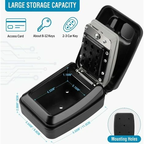 Etanche Boite à Clés Sécurisée Boite A Clefs Murale Coffre Clef Exterieur Boitier Clefs Securise Coffre Fort A Clef Mural Key Safe Box-Partagez L'accès à Vos Clés En Toute Sécurité – Image 2