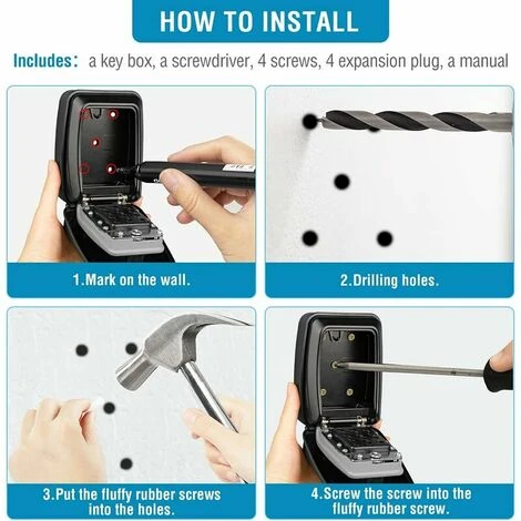 Etanche Boite à Clés Sécurisée Boite A Clefs Murale Coffre Clef Exterieur Boitier Clefs Securise Coffre Fort A Clef Mural Key Safe Box-Partagez L'accès à Vos Clés En Toute Sécurité – Image 4