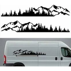 2 Pièces De Voiture Autocollant Montagne Forêt Vinyle Voiture Autocollant Camion Fenêtre Pare-Chocs Voiture Porte Autocollant Kayak Vinyle Décoratif Corps Autocollant,